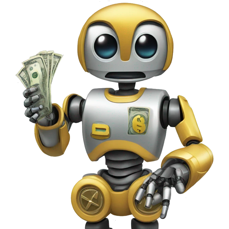 Cute robot holding dollar coins emoji