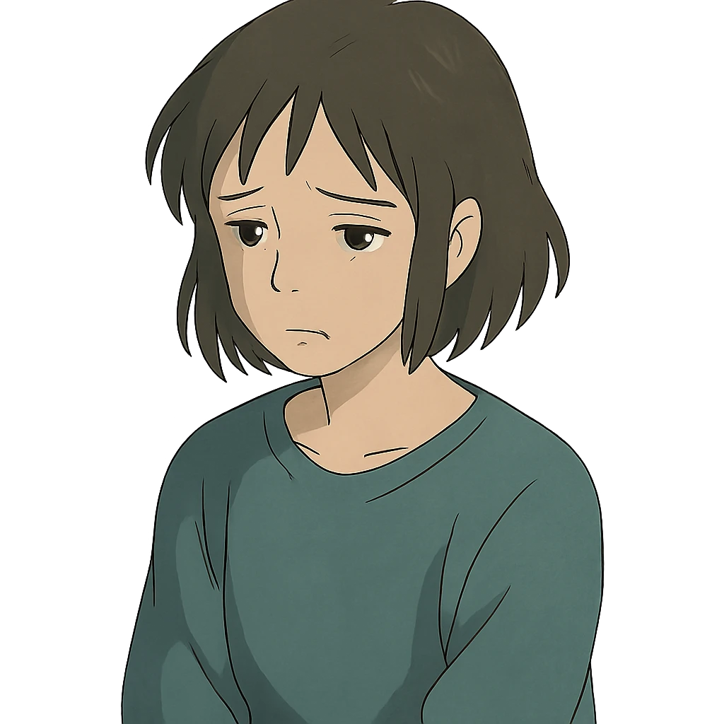 sad person in ghibli style emoji