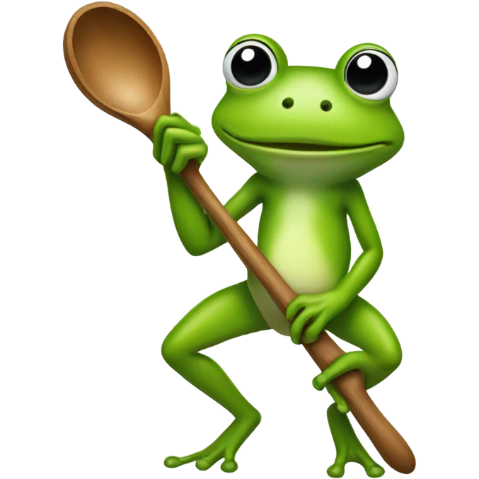 Frog holding a wooden spoon emoji