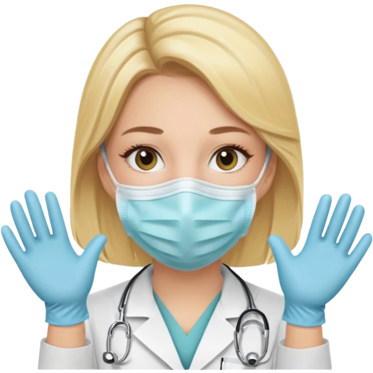 medica rubia con mascarilla y guantes emoji