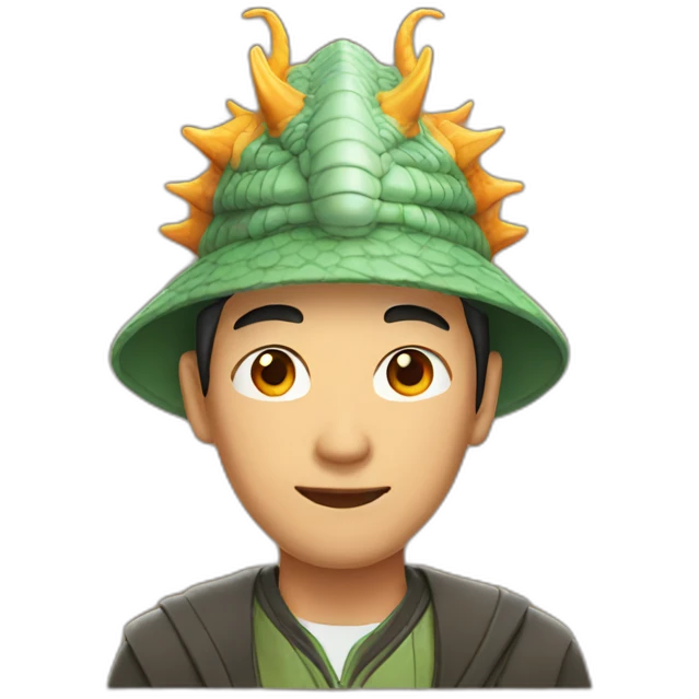 asian man with dragon hat emoji