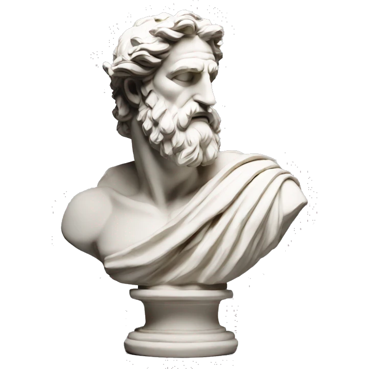 Ancient Greek King Odysseus Statue Thinking with Hand on Chin, Bust only, Off white emoji