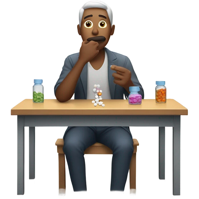 Man eating pills emoji
