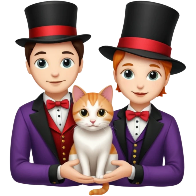 magician couple and their pet cat emoji