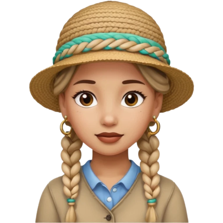 hat wearing earrings braided girl emoji