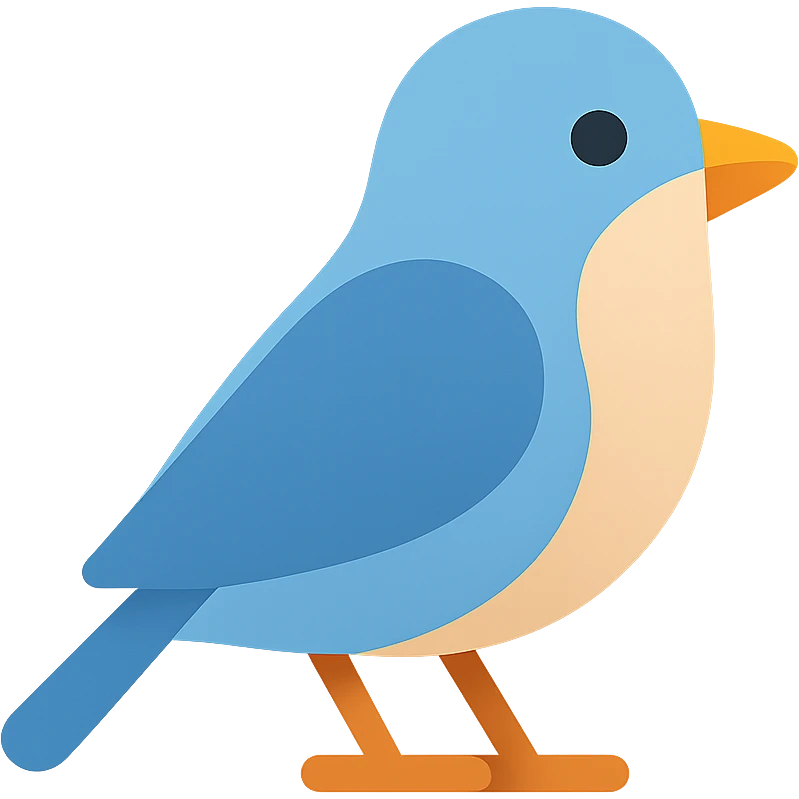 bird icon, lineal color, soft color fills, rounded shapes, friendly appearance emoji