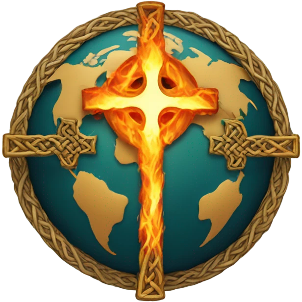 Celtic cross with Earth on fire  emoji