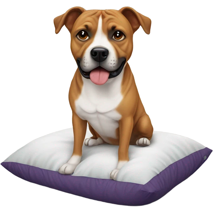 Big staffie dog small bed emoji