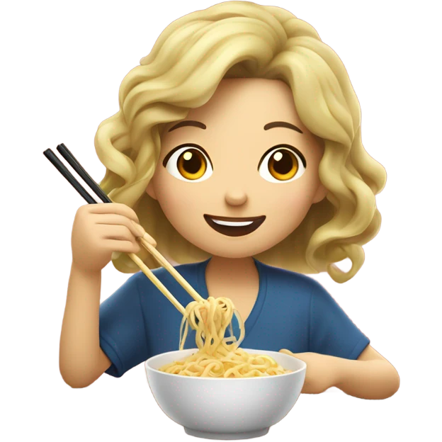 Girl eat noodles emoji