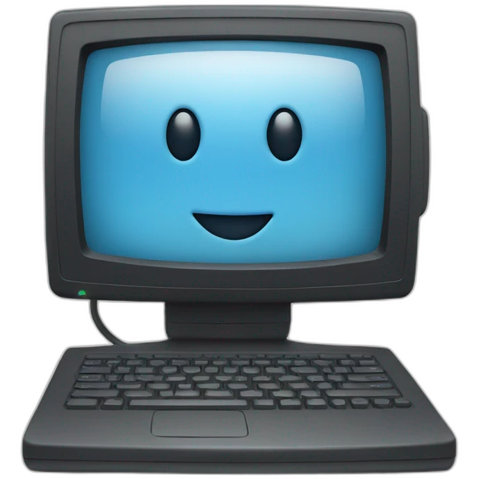 computer, displaying happy face on screen emoji
