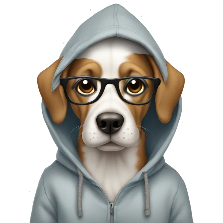 dog with a hoodie and glasses  emoji