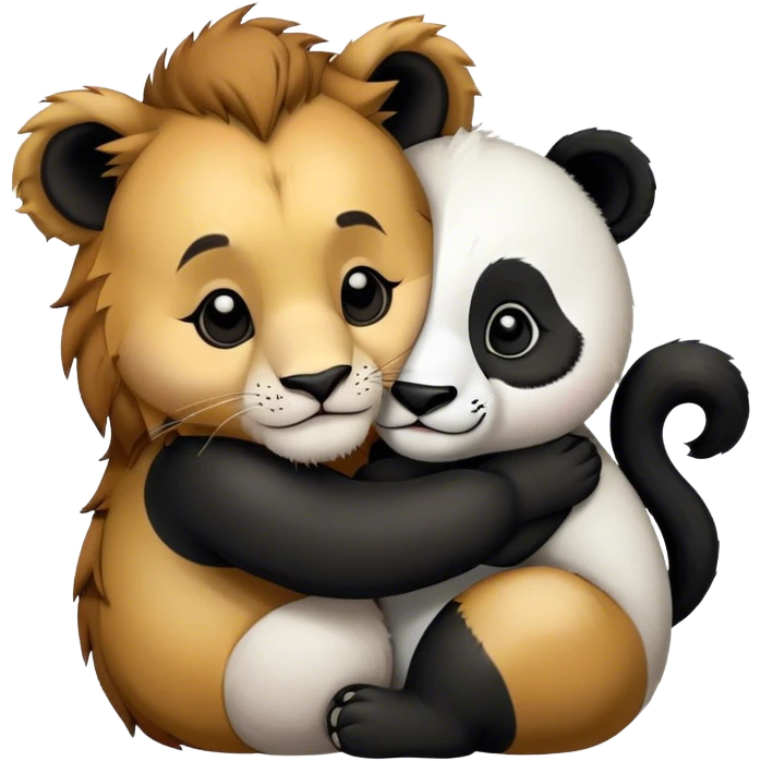 Cute Lion hug panda emoji