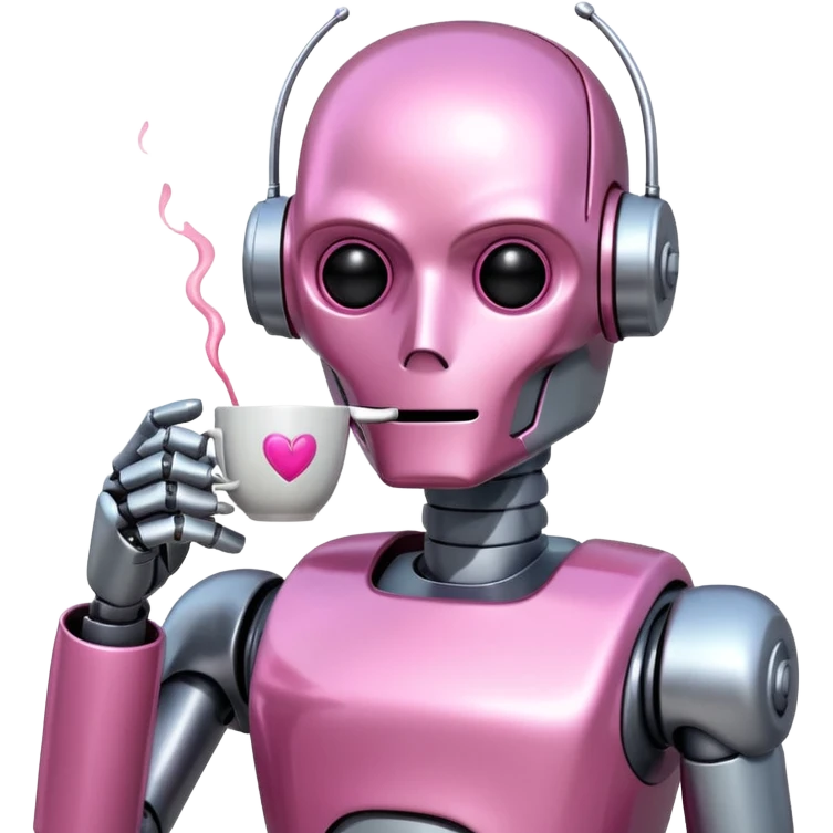 robot drink pink coffee emoji