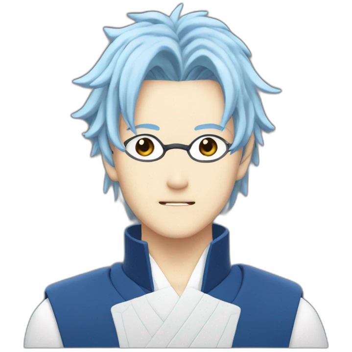 Satoru Gojo with blue hairs and his patch eyes emoji
