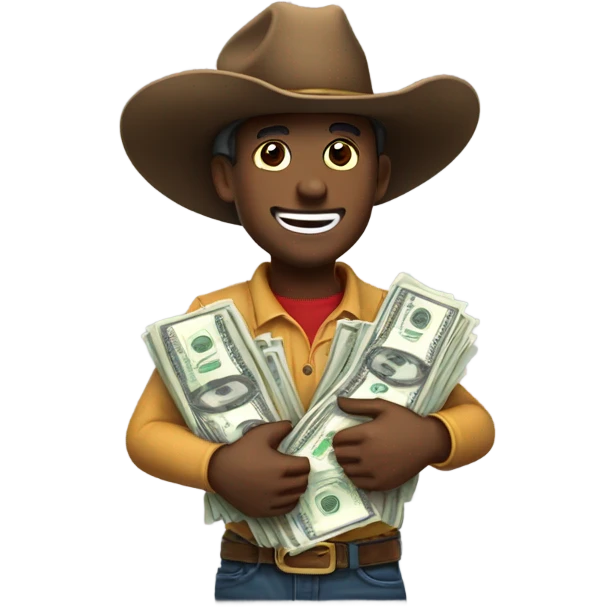 cowboy emoji with money emoji