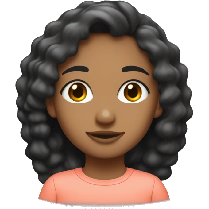Una chica joven cn pelo negro ondulado, con pocas pecas y chica muy blanquita con camiseta color coral clarito emoji