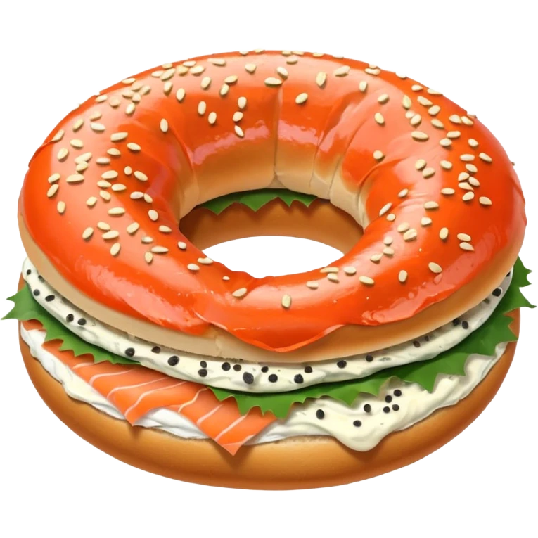 poppy bagel with salmon lox and cream cheese emoji
