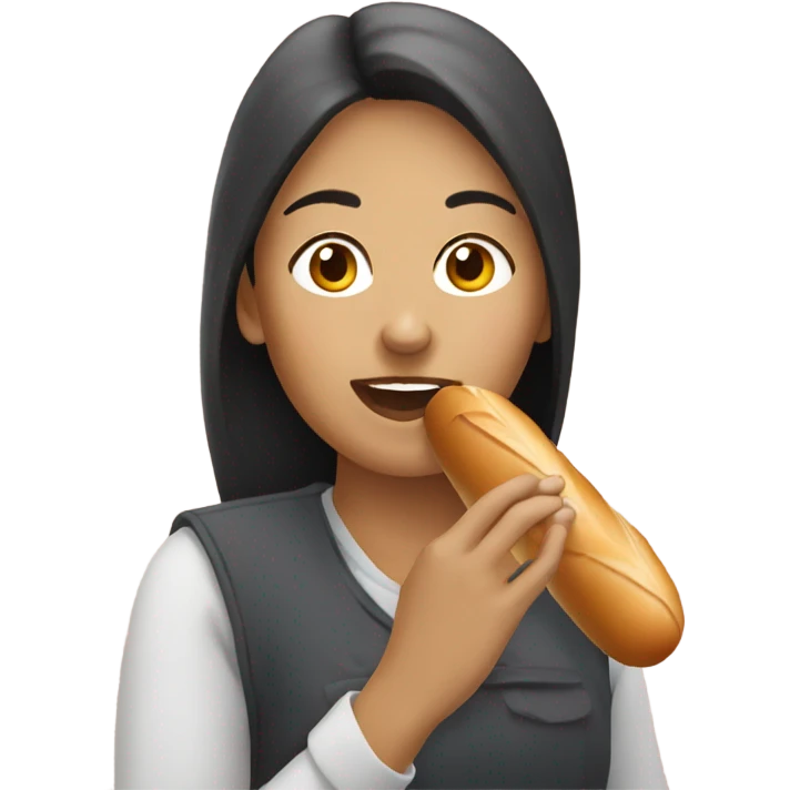 Woman eating baguette  emoji