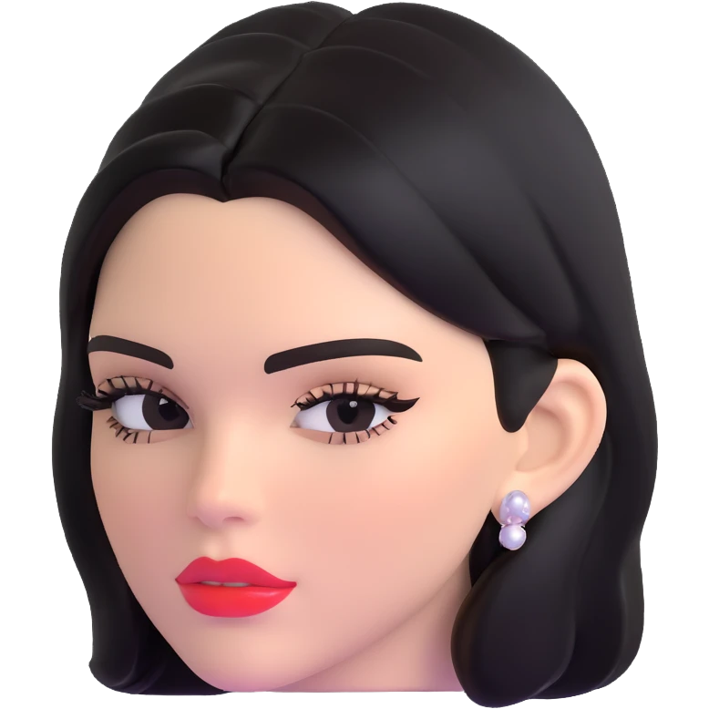 Kendall Jenner, supermodel, longer face shape, shiny glossy lips with lipgloss emoji
