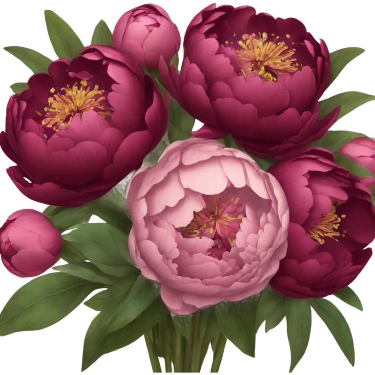Big bouquet of burgundy peonies with a bow emoji