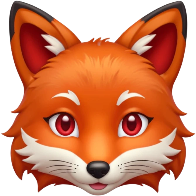 red fox face with heart shaped eyes, vibrant red fur, emoji style emoji