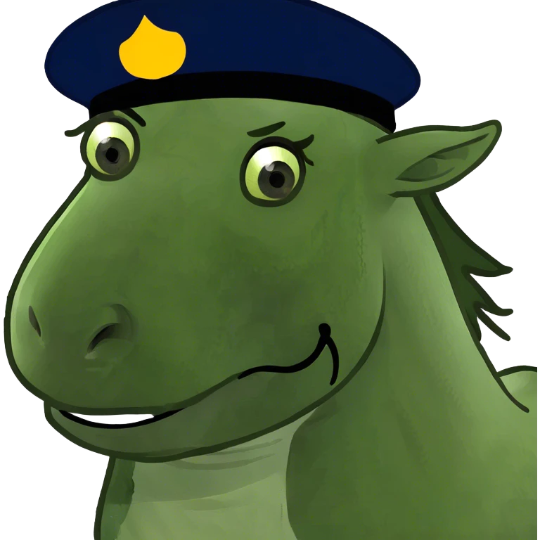 A horse wearing a hat ￼ emoji