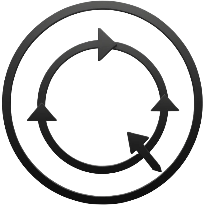 Minimalistic flat vector icon, iOS style, thin black contour on white background. Simple kanban board with circular arrow above it. Clean, no text, no shadows emoji