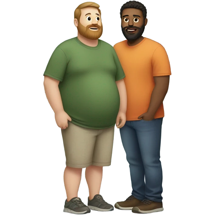 Pregnant Fat bearded man and fit husband emoji