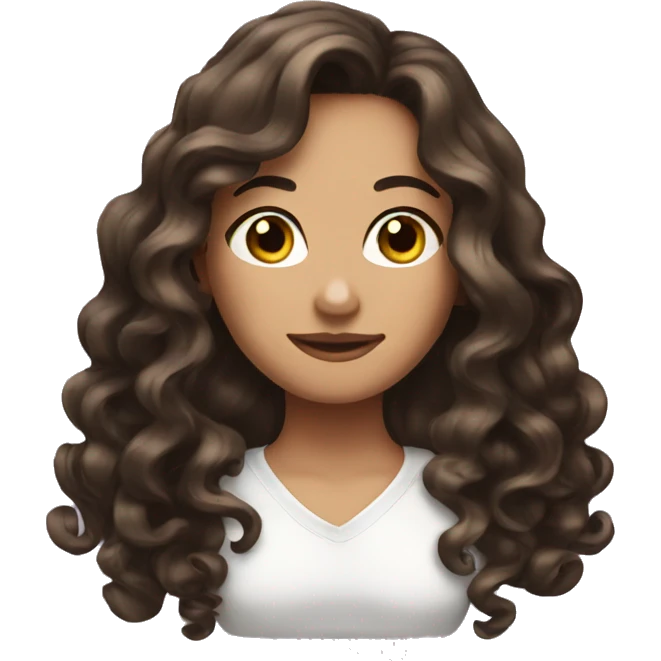 Brunette long curled hair emoji