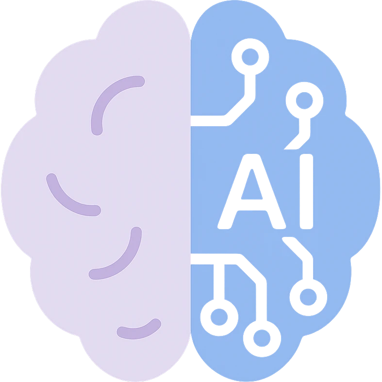 AI brain icon, modern flat color style, clean lines, minimal details emoji