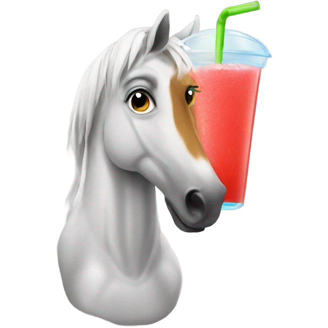 Horse drinking a slushie emoji