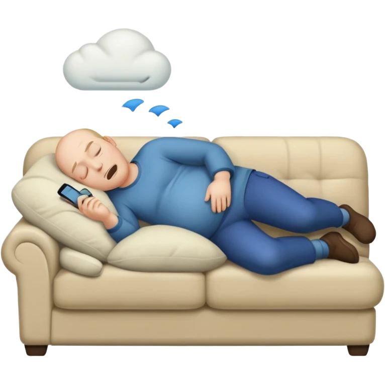 a man with a full belly passed out on the couch emoji