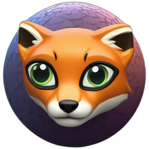 3d sphere with a cartoon Fox skin texture with Eye of Horus emoji