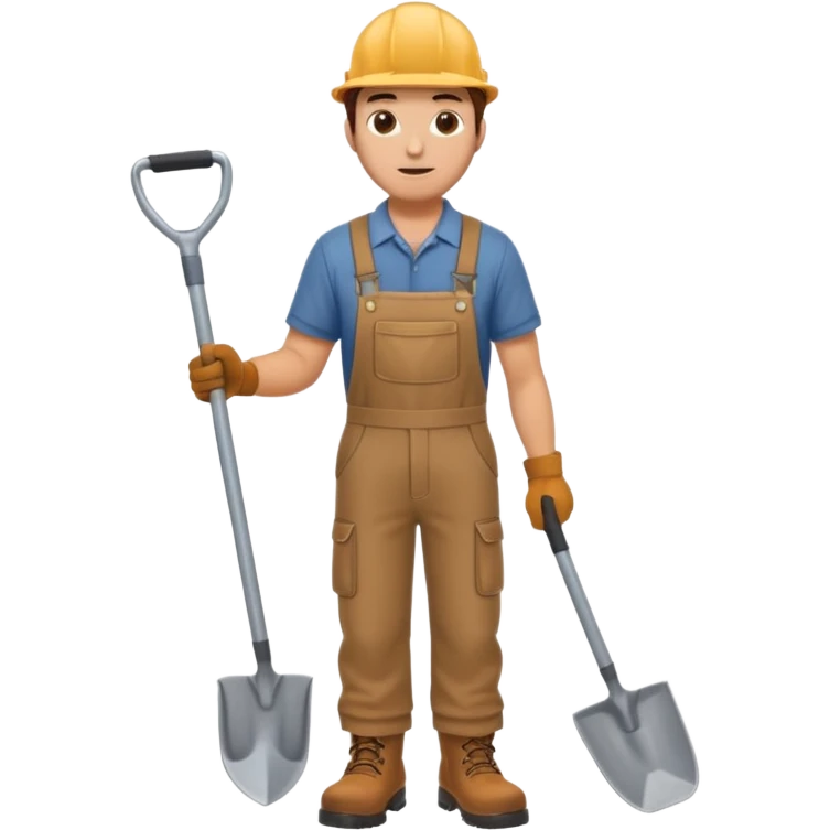 Landscaping company worker, shoveling, full body emoji