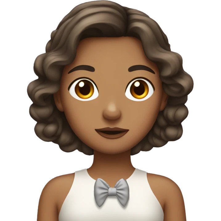 Girl with hush cut brunette with a bow on her hair emoji