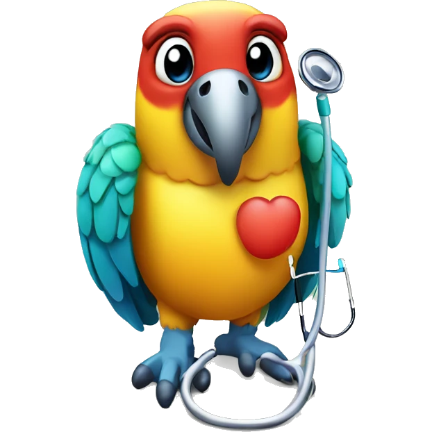 colorful parrot with large stethoscope emoji