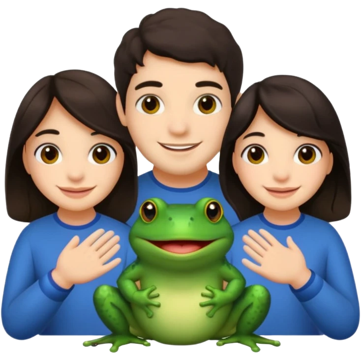 Bufo with two best friends one a girl dark hair other man dark hair no as frogs emoji