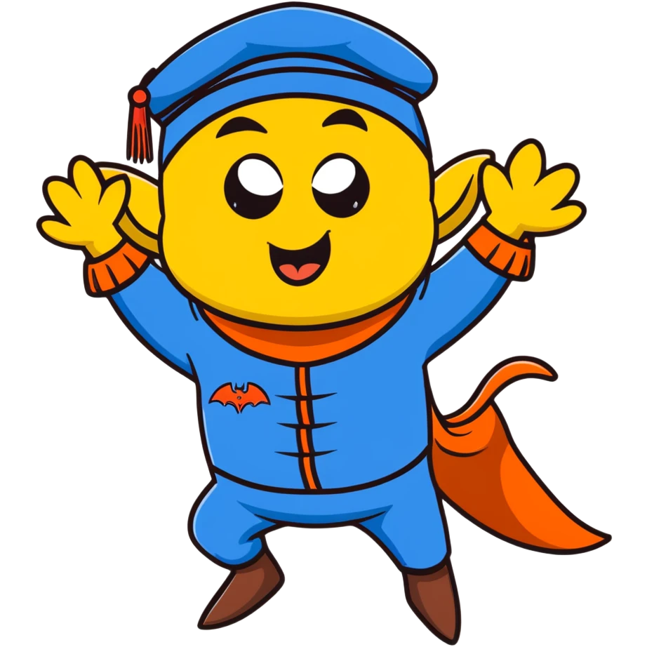 Wicked witch's flying monkey minion with bat wings, grimacing face, wearing blue uniform and fez cap emoji