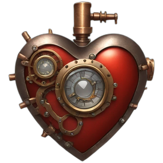 Red steampunk metal heart emoji