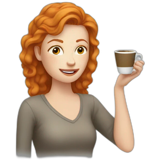 Ginger woman drinking coffee  emoji
