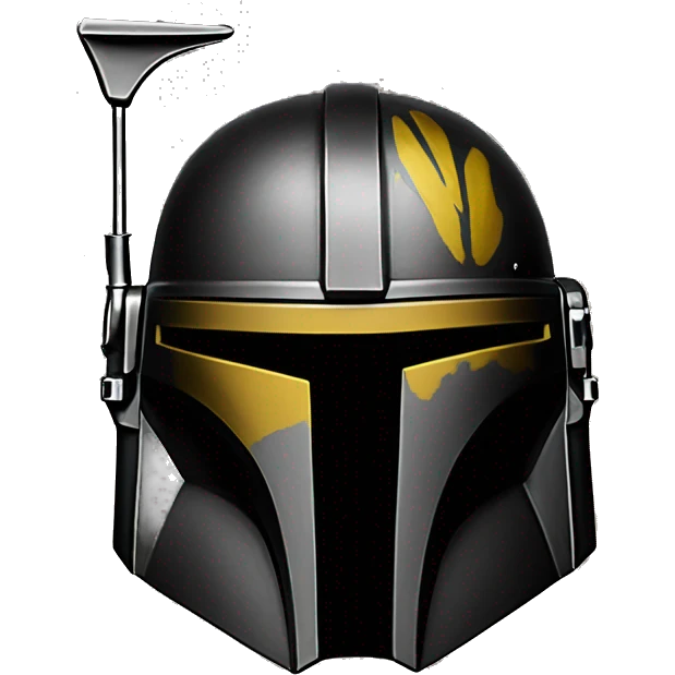 Mandalorian helmet black and yellow with antenna emoji