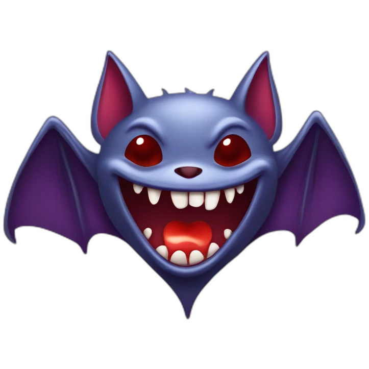 Mischievous vampire bat sharp vampire fangs dripping red slime emoji