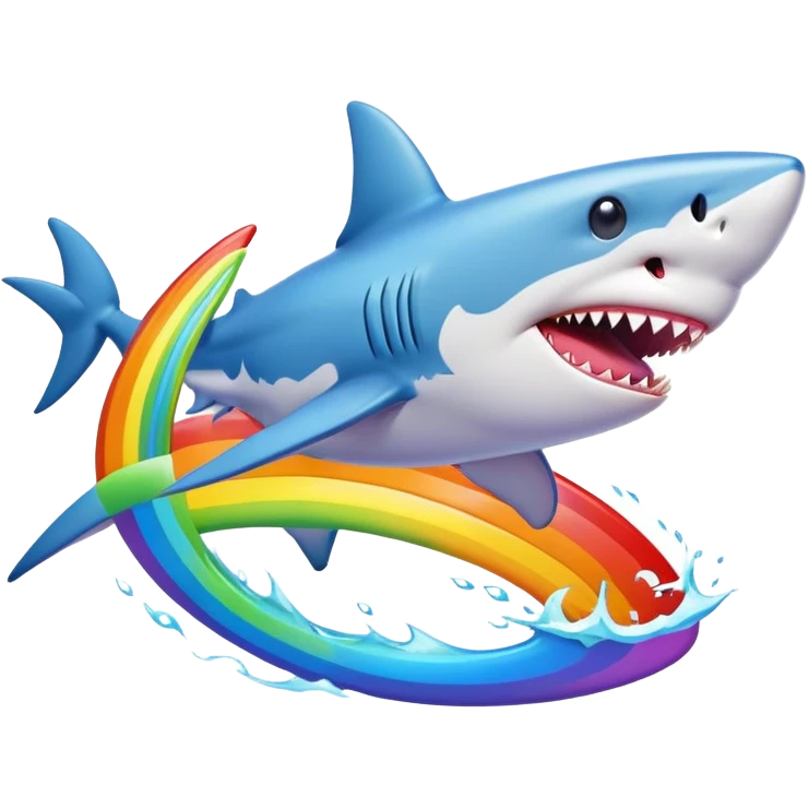 Shark riding rainbow emoji