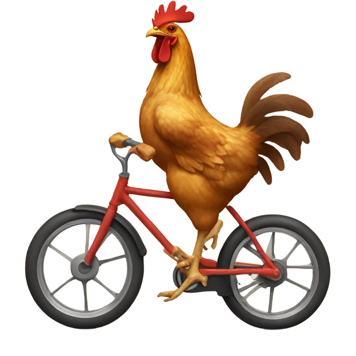 A chicken riding a bike emoji
