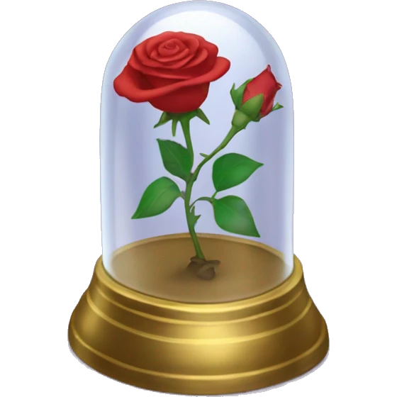The enchanted rose from Beauty and the beast in its glass bell  emoji