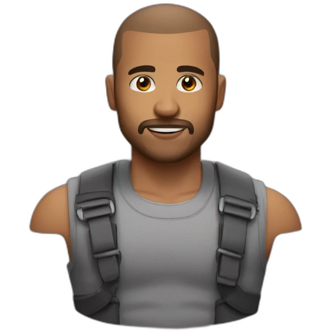 brown man muscle buzz cut with beard emoji