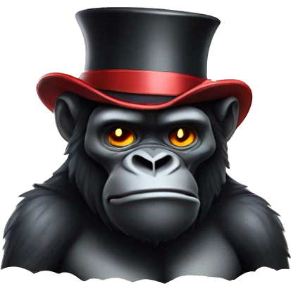 Magma lava gorilla wearing a tophat emoji