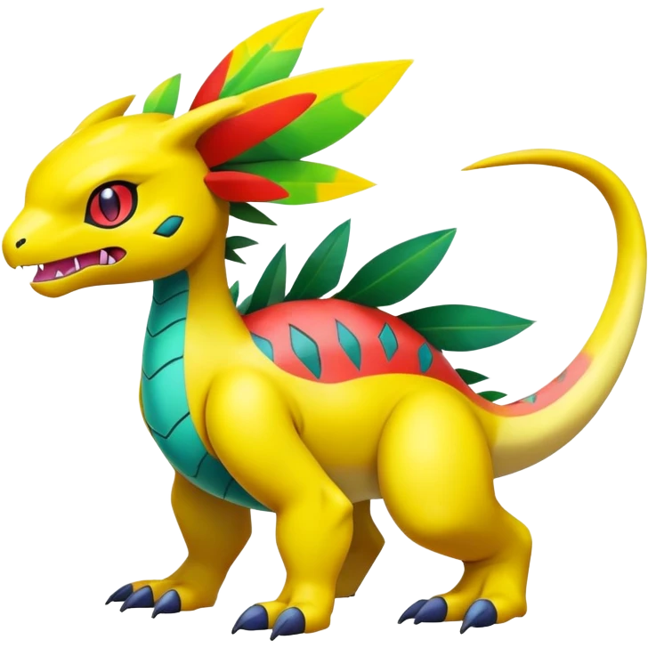 exotic tropical Fakémon-Pokémon-Digimon-hybrid-creature, full body, with markings emoji