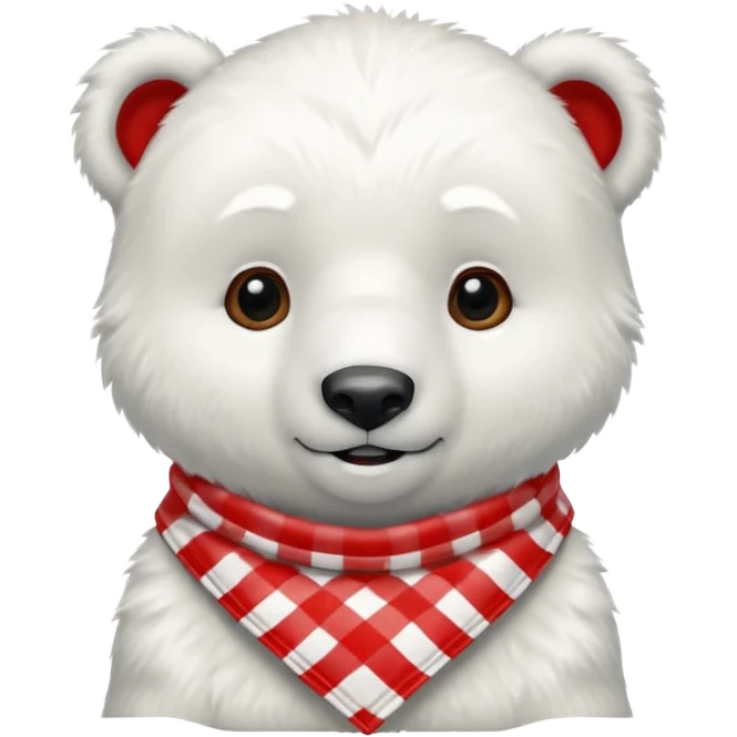 baby polar bear wearing a red and white checkered Neckerchief emoji