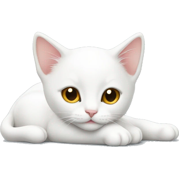White kitten laying down  emoji